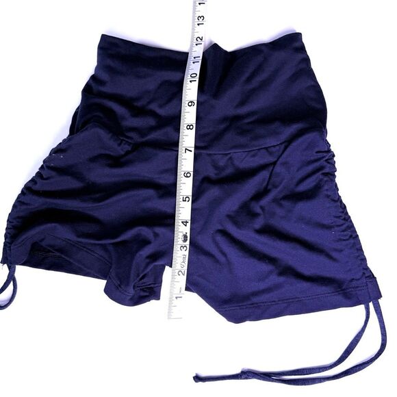 Kaneta Navy Blue High-Rise Ruched Workout Shorts with Side Ties – Size S - Picture 4 of 5